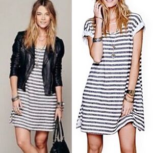 Free People Striped Black and White Mini Dress